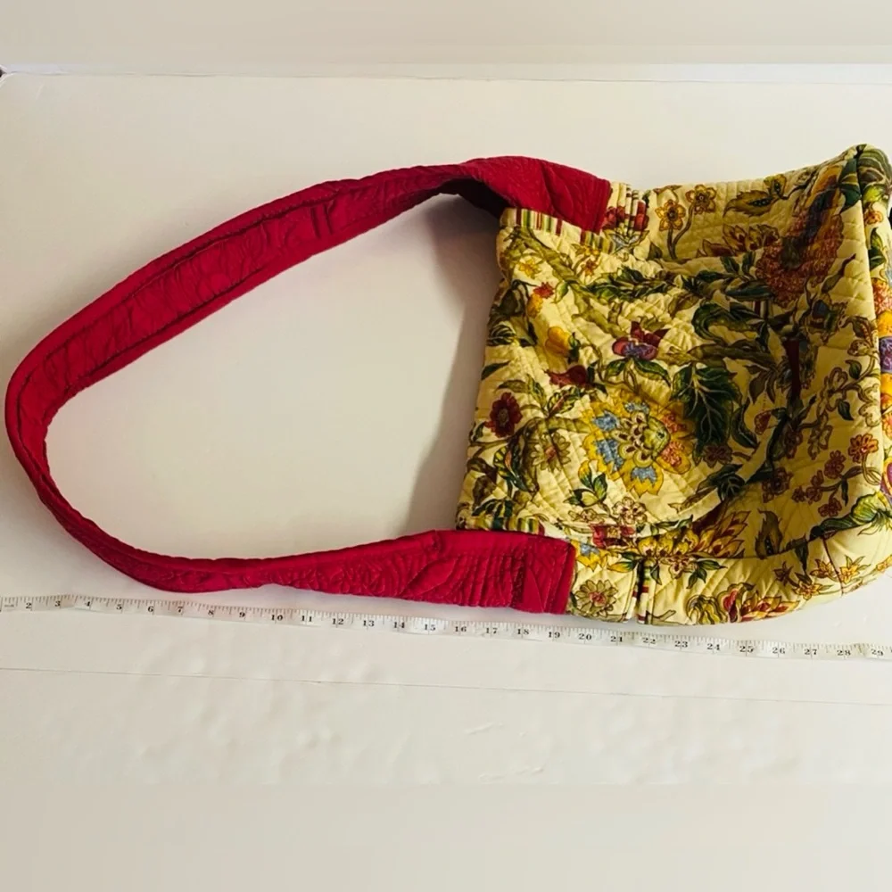 Large Handmade Boho Cream and green quilted bag with gorgeous botanical print.